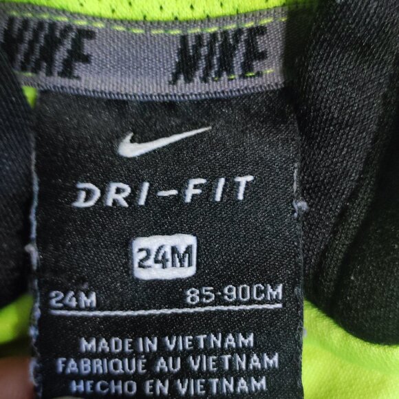 Nike Dri-fit full zip hoodie unisex kids size 24M black and neon green - Picture 5 of 10
